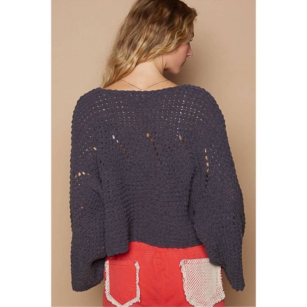 POL Answer All My Questions Brown Knit Crew Neck Sweater - Picture 6 of 6